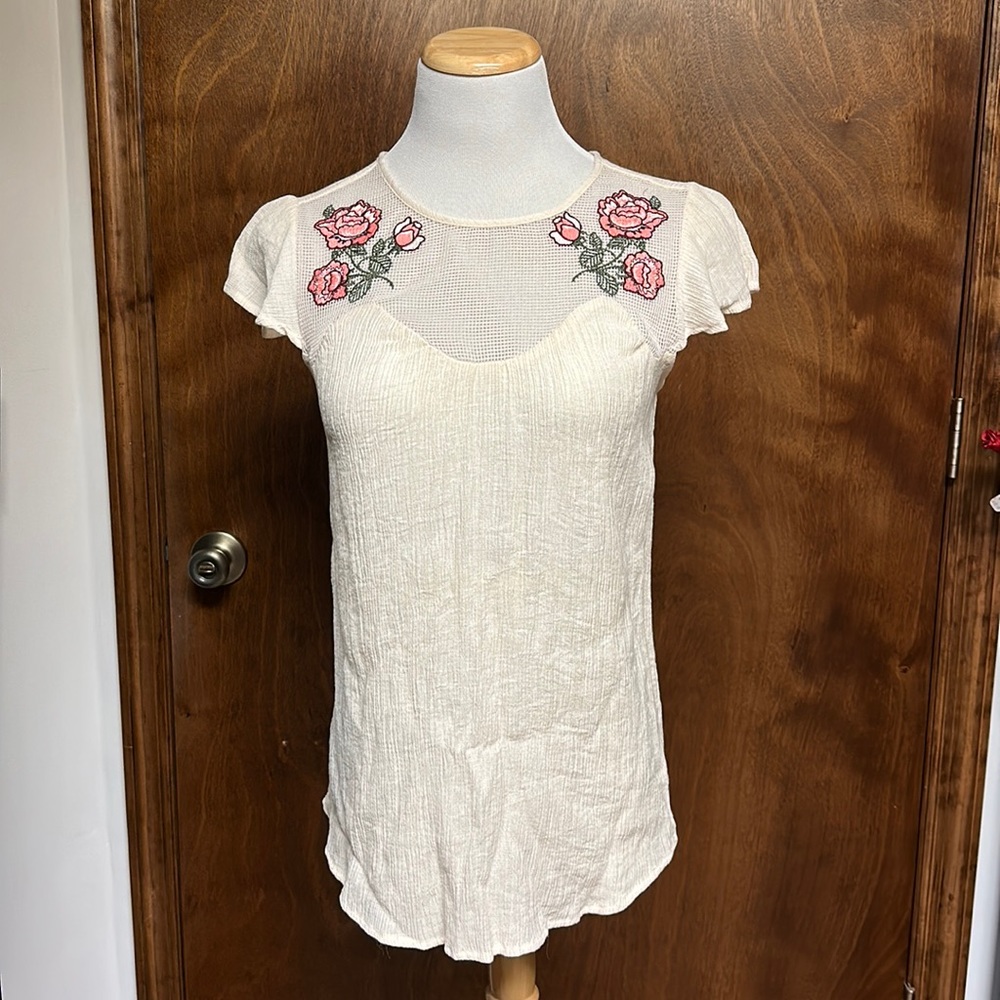 Flower Embroidered Top